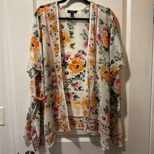 Floral sheer cardigan/kaftan 2x